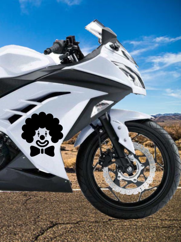 46373 Clown-Karneval Motorrad Seite
